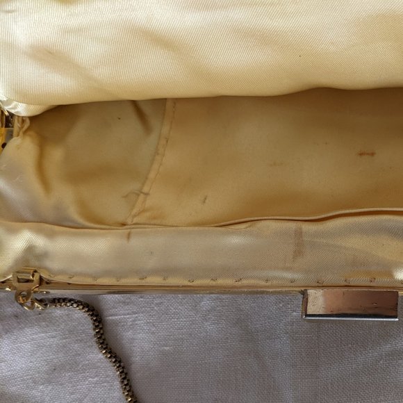 La Regale Vintage 1960s Gold Silver Beaded Clutch Purse - Picture 10 of 16